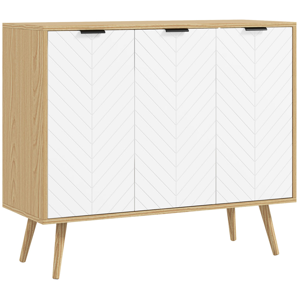 HOMCOM Modern Sideboard and Buffet, Dining Room Cabinet with Adjustable Shelves and 3 Doors, White