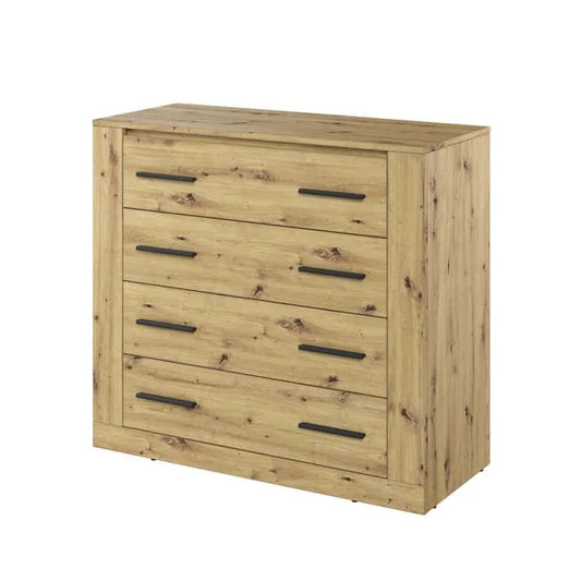 Wooden dresser with multiple drawers on a white background