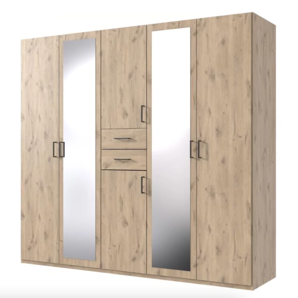 DOCKER 5 Door Mirrored Wardrobe Oak 225cm