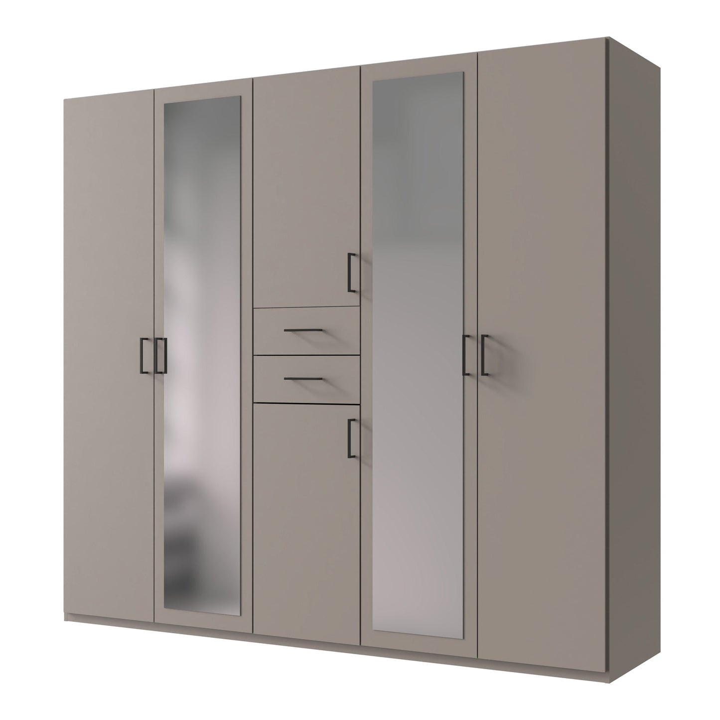 DOCKER 5 Door Mirrored Wardrobe Grey 225cm