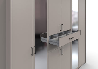 DOCKER 5 Door Mirrored Wardrobe Grey 225cm