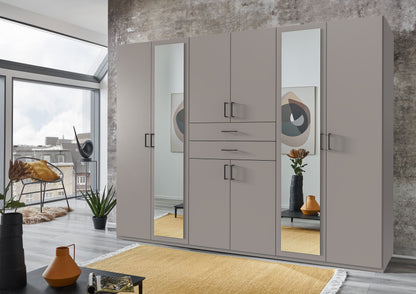 DOCKER 6 Door Mirrored Wardrobe Grey 270cm