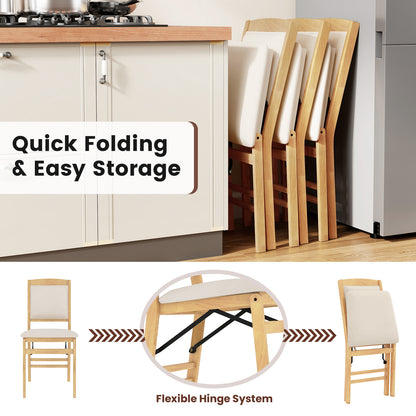 Dining Chair Set of 4 with Padded Seat and Soft Backrest-Beige