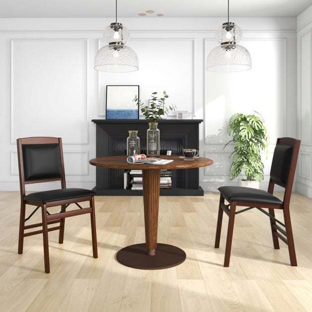 Dining Chair Set of 4 with Padded Seat and Soft Backrest-Brown