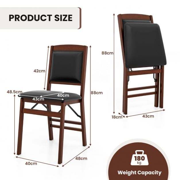 Dining Chair Set of 4 with Padded Seat and Soft Backrest-Brown
