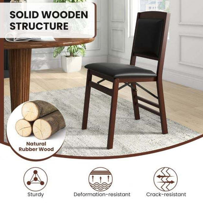 Dining Chair Set of 4 with Padded Seat and Soft Backrest-Brown