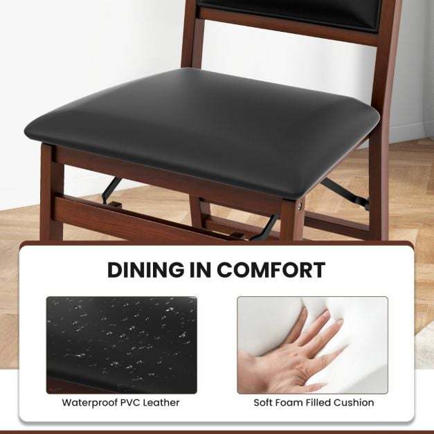 Dining Chair Set of 4 with Padded Seat and Soft Backrest-Brown