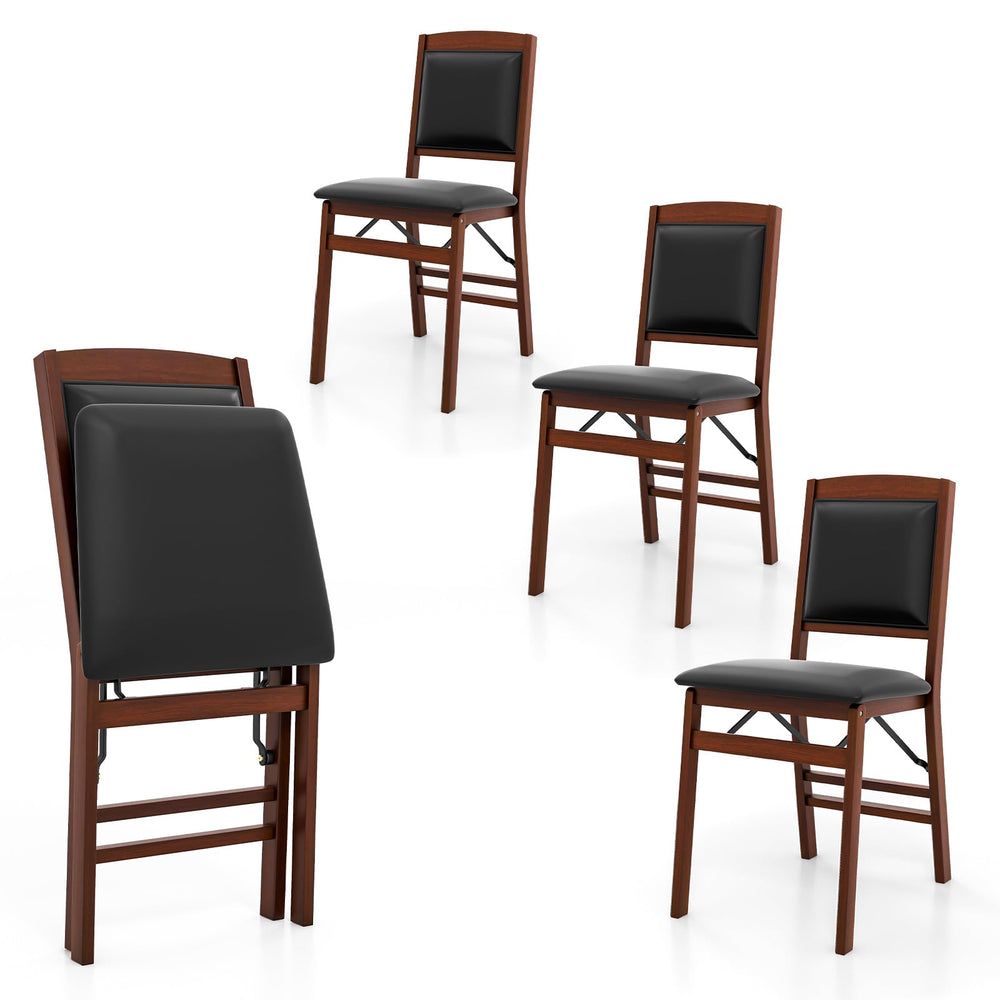 Dining Chair Set of 4 with Padded Seat and Soft Backrest-Brown