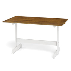 Dining Table for 4-6 People Rectangular Kitchen Table with Solid Wood Trestle Base-Walnut