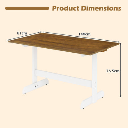Dining Table for 4-6 People Rectangular Kitchen Table with Solid Wood Trestle Base-Walnut