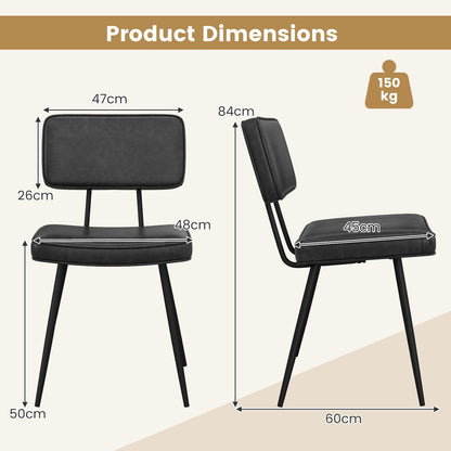 Kitchen Faux Leather Upholstered Dining Chair Set of 2-Black