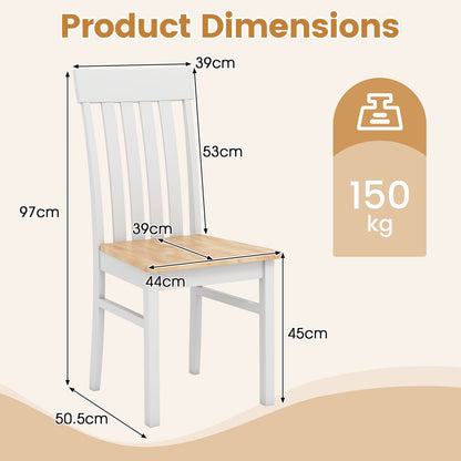 Dining Chairs Set of 2/4 with Hollowed Backrests and Rubber Wood Seats-Natural-Set of 4