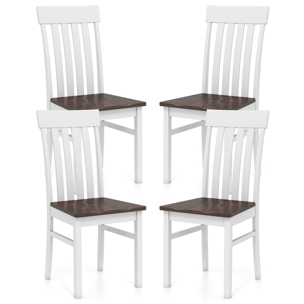 Dining Chairs Set of 2/4 with Hollowed Backrests and Rubber Wood Seats-Walnut-Set of 4