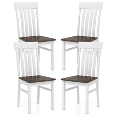 Dining Chairs Set of 2/4 with Hollowed Backrests and Rubber Wood Seats-Walnut-Set of 4