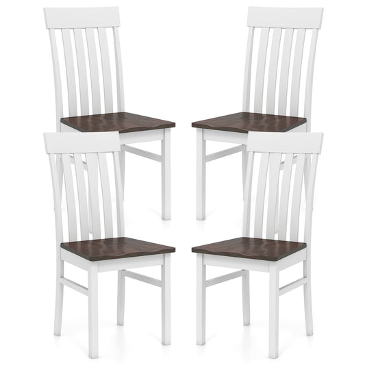 Dining Chairs Set of 2/4 with Hollowed Backrests and Rubber Wood Seats-Walnut-Set of 4