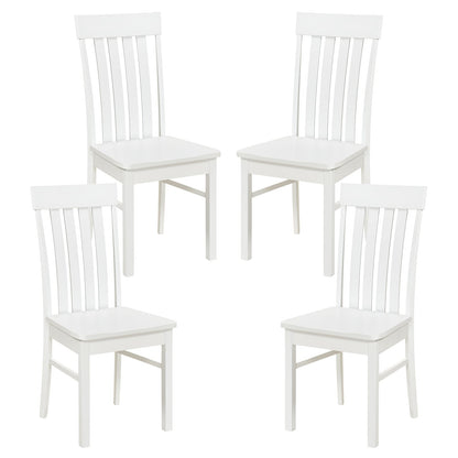 Dining Chairs Set of 2/4 with Hollowed Backrests and Rubber Wood Seats-White-Set of 4