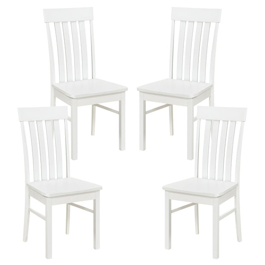 Dining Chairs Set of 2/4 with Hollowed Backrests and Rubber Wood Seats-White-Set of 4