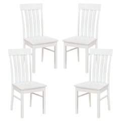 Dining Chairs Set of 2/4 with Hollowed Backrests and Rubber Wood Seats-White-Set of 4