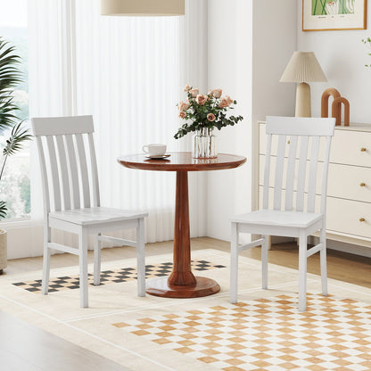 Dining Chairs Set of 2/4 with Hollowed Backrests and Rubber Wood Seats-White-Set of 4