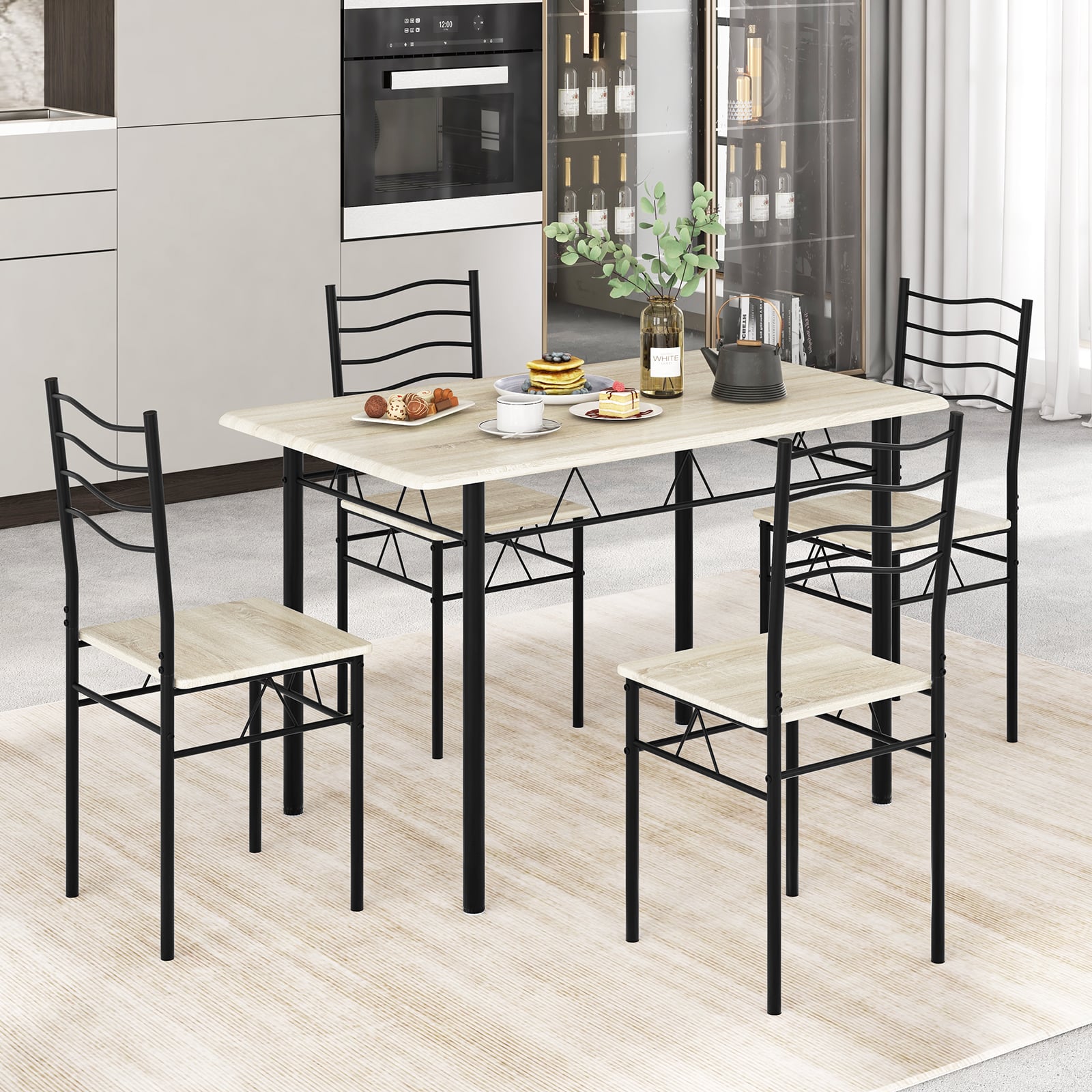 Counter Height Table with Spacious Rectangular Tabletop for Home Restaurant-Natural