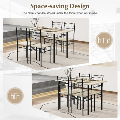 Counter Height Table with Spacious Rectangular Tabletop for Home Restaurant-Natural