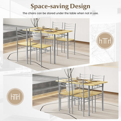 Counter Height Table with Spacious Rectangular Tabletop for Home Restaurant-Wood