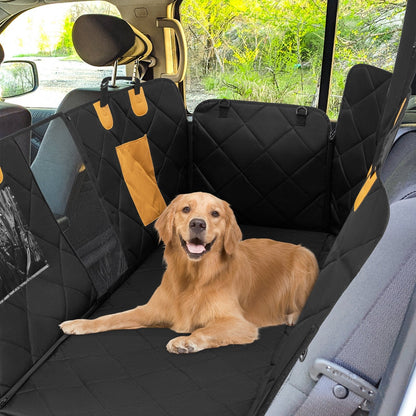 Waterproof Dog Car Seat Cover for Back Seat with Mesh Windows-Black