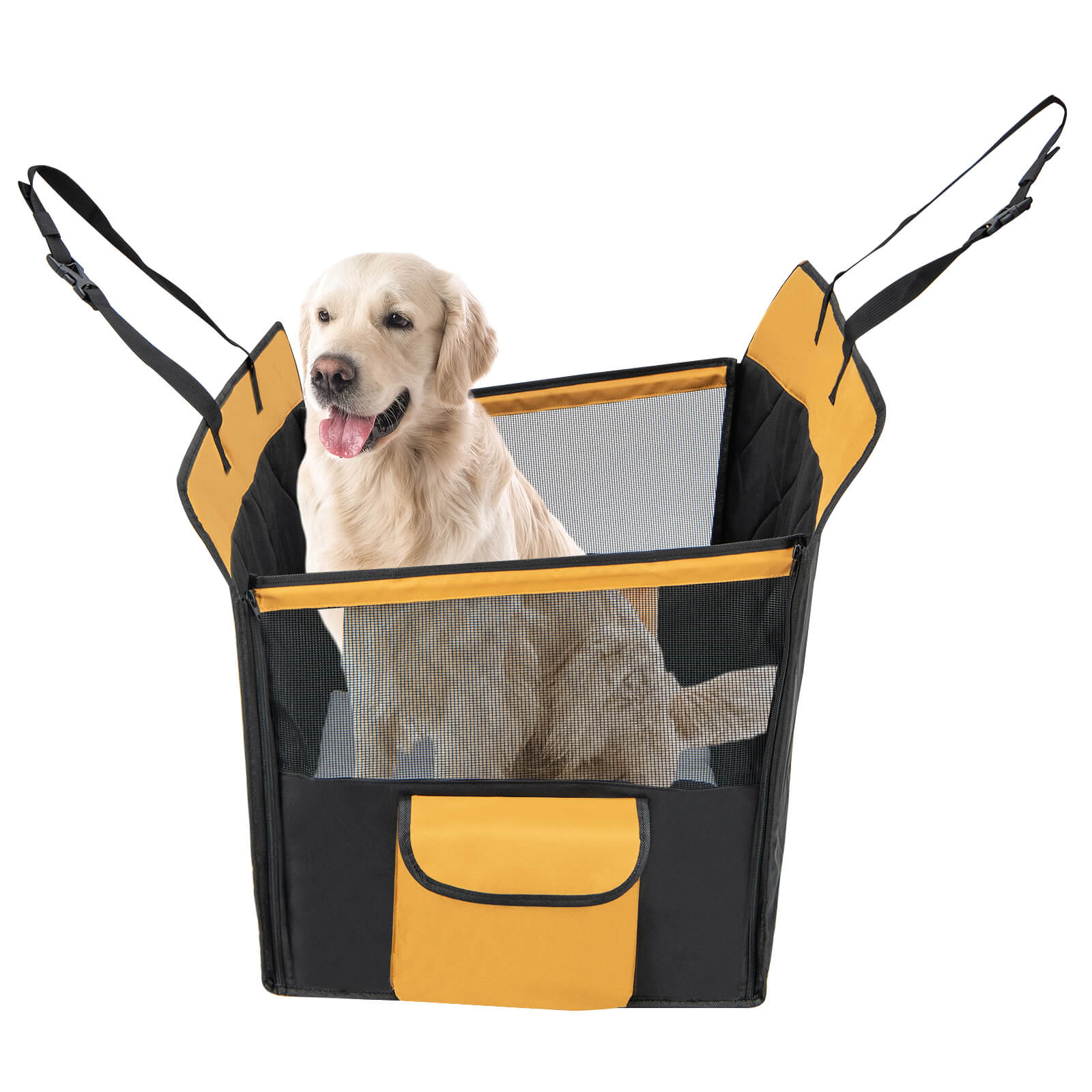 Dog Car Seat Cover with Safety Belt for Small and Medium Dogs-Black