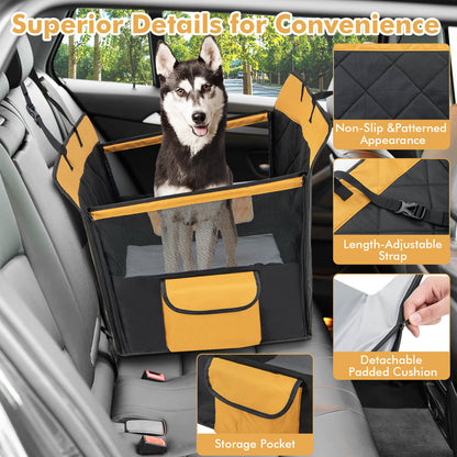 Dog Car Seat Cover with Safety Belt for Small and Medium Dogs-Black