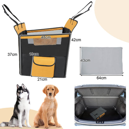 Dog Car Seat Cover with Safety Belt for Small and Medium Dogs-Black