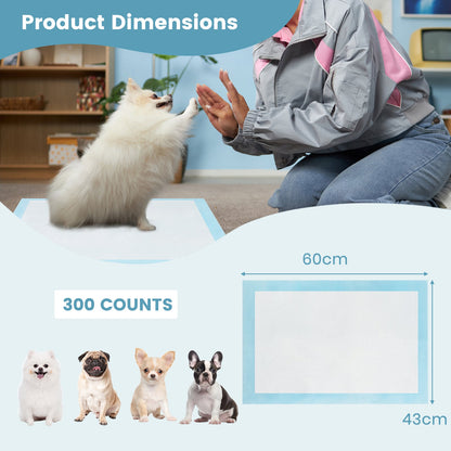 Dog and Puppy Pee Pads 60 x 43 cm(300 Counts) 6-Layer Leak-Proof Pet Pads-Blue