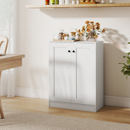 Double Door Storage Cabinet Wooden Sideboard Freestanding Kitchen Cupboard with Doors-White