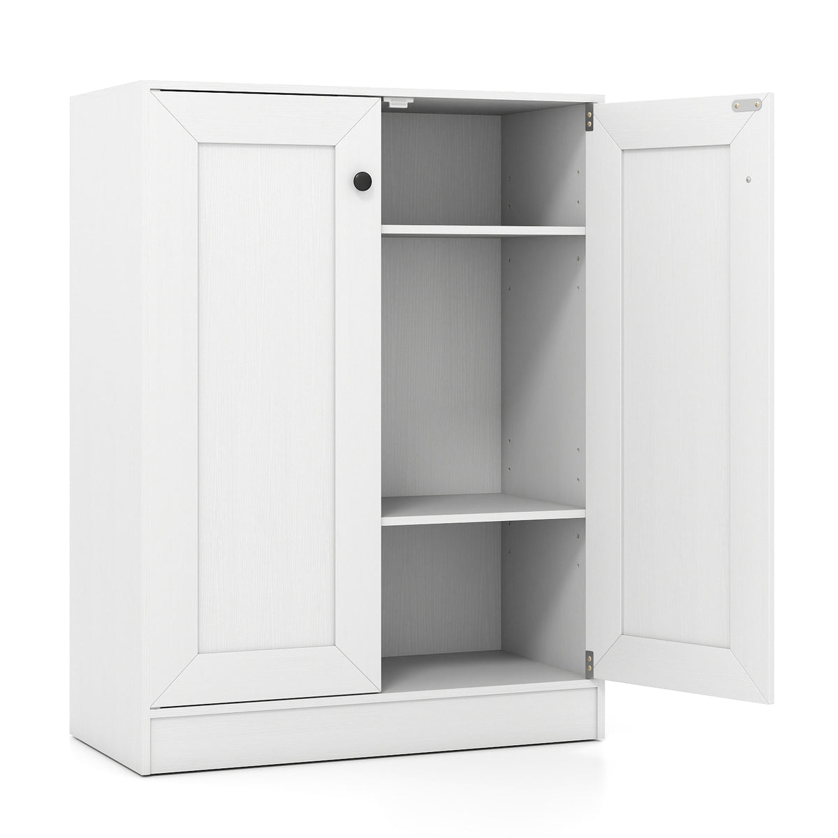 Double Door Storage Cabinet Wooden Sideboard Freestanding Kitchen Cupboard with Doors-White