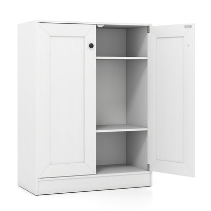 Double Door Storage Cabinet Wooden Sideboard Freestanding Kitchen Cupboard with Doors-White