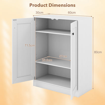 Double Door Storage Cabinet Wooden Sideboard Freestanding Kitchen Cupboard with Doors-White
