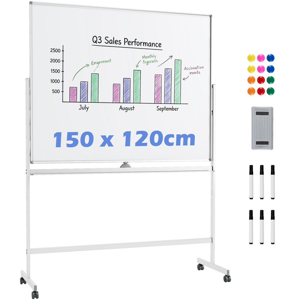 Double-Sided Magnetic Dry Erase Board with Stand-White