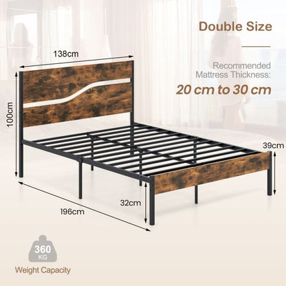Twin/Full/Queen/King Metal Bed Frame with Wooden Headboard and Footboard-Full Size