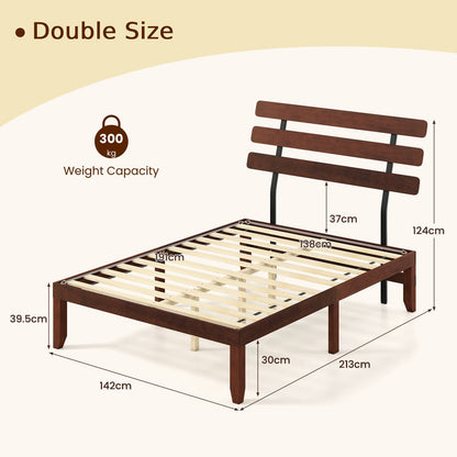 Double/King Size Bed Frame with Retro Headboard and Under-Bed Storage Space-Double Size