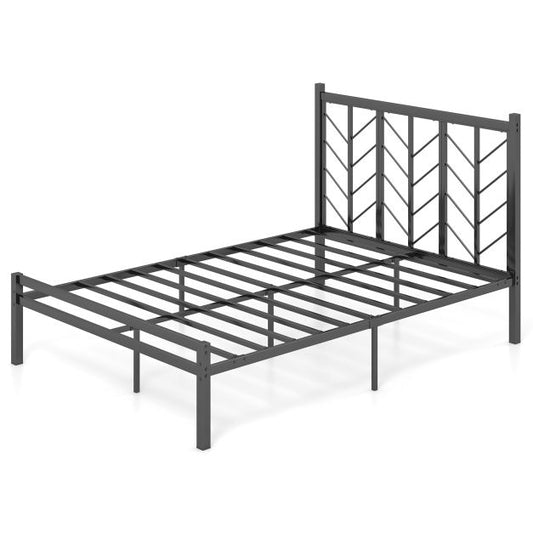 Full Size Platform Bed with Headboard and Metal Frame-Full Size