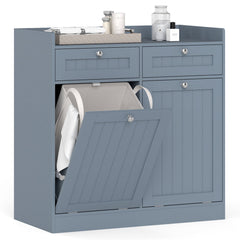 Double Tilt-Out Laundry Hamper Cabinet with Removable Baskets-Grey