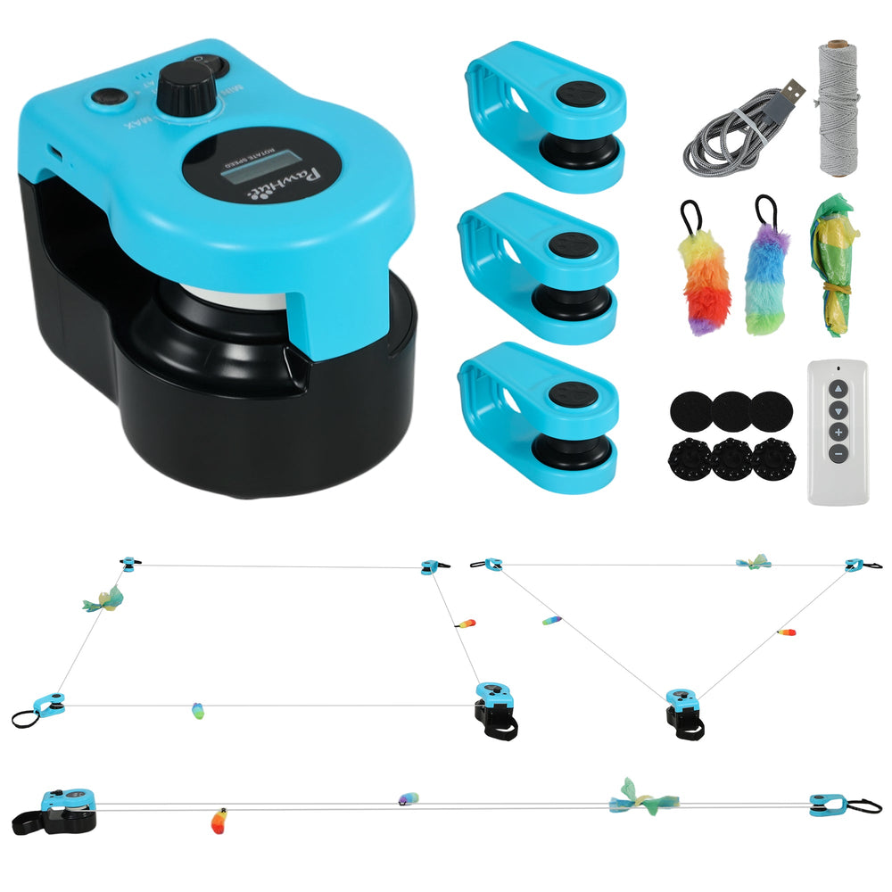 PawHut Interactive Cat Toy for Indoor Kittens & Adult with Adjustable Speed, DIY Track & Mouse Sound