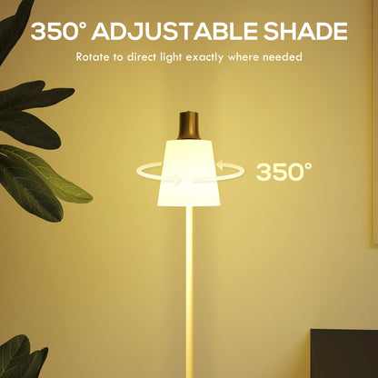 HOMCOM Modern Standing Lamp, Floor Lamp with 350Â° Rotatable Head for Living Room, White