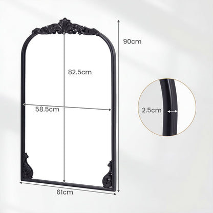 Dramatic Arched Wall Mirror with Baroque Ornate Frame-M