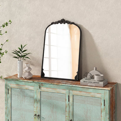 Dramatic Arched Wall Mirror with Baroque Ornate Frame-M