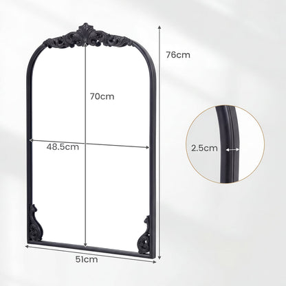 Dramatic Arched Wall Mirror with Baroque Ornate Frame-S