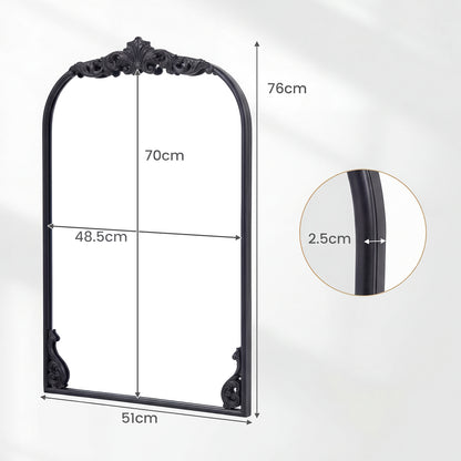 Dramatic Arched Wall Mirror with Baroque Ornate Frame-S