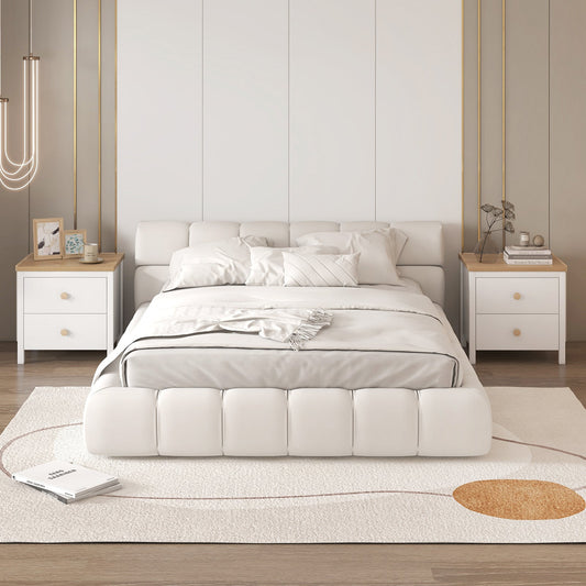 Drawer Nightstand Farmhouse Bedside Table with Storage-White