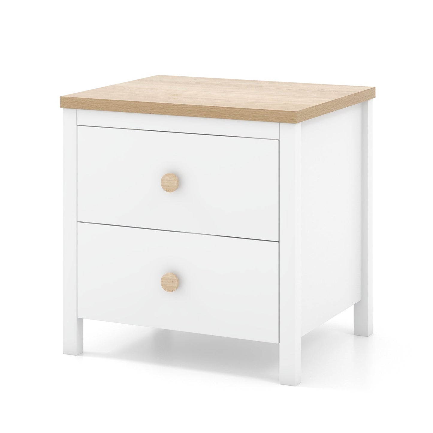 Drawer Nightstand Farmhouse Bedside Table with Storage-White