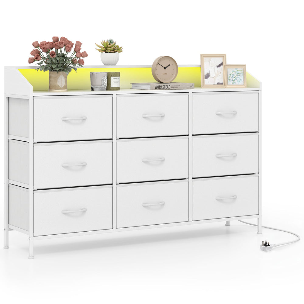 Dresser Storage Organizer with LED Lights for Bedroom-White