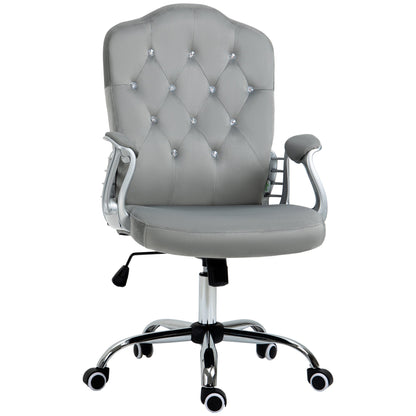 Vinsetto Velvet-Feel Work Chair, with Diamante Back - Grey